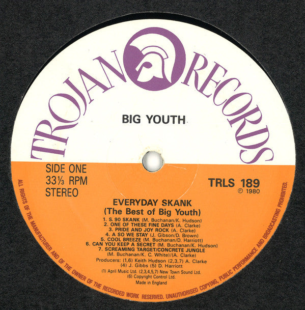 Big Youth : Everyday Skank (Best Of Big Youth) (LP, Comp, RE)