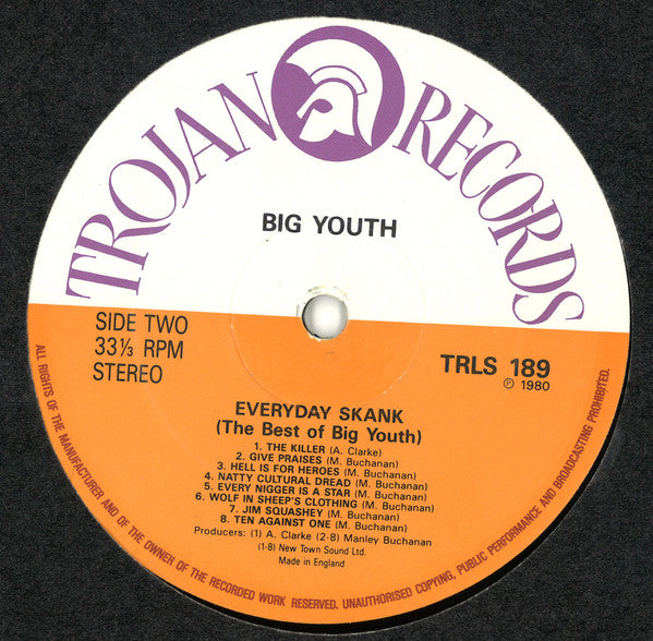 Big Youth : Everyday Skank (Best Of Big Youth) (LP, Comp, RE)