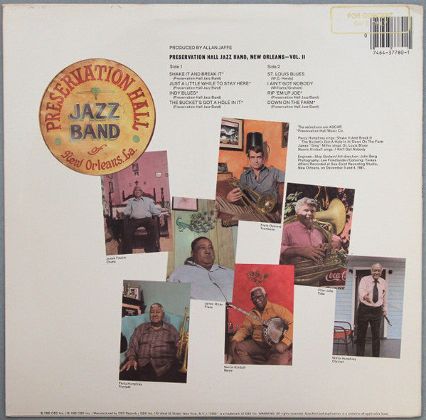 Preservation Hall Jazz Band : New Orleans. Vol. II (LP, Album, Car)