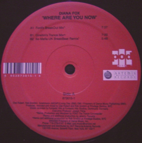 Diana Fox : Where Are You Now (12")