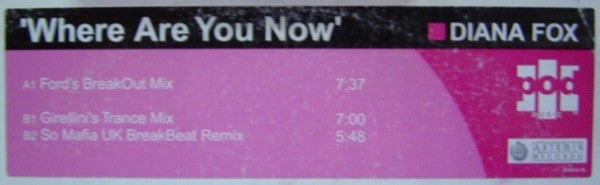 Diana Fox : Where Are You Now (12")
