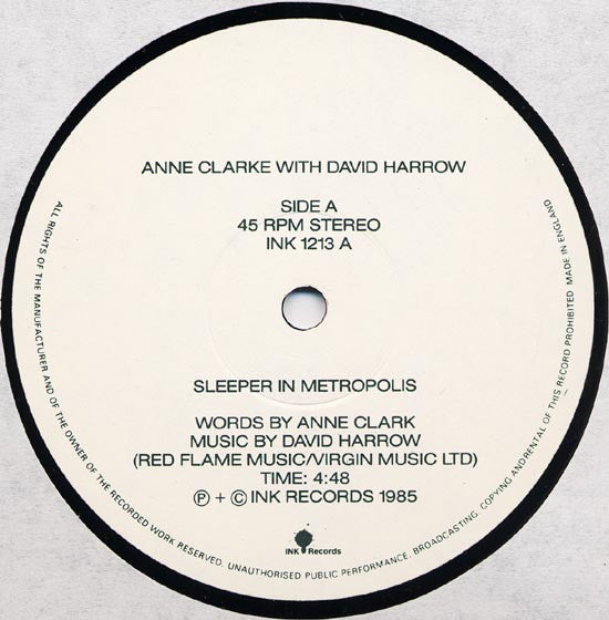 Anne Clark With David Harrow : Sleeper In Metropolis (12")