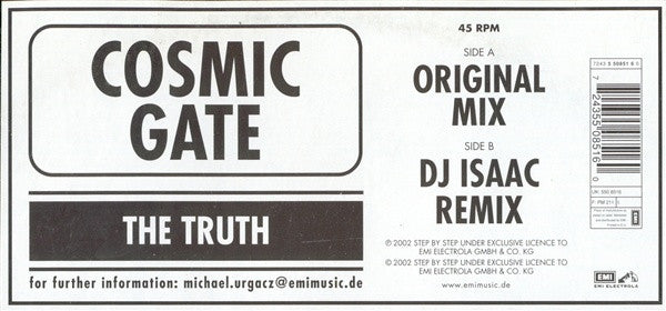 Cosmic Gate : The Truth (12")
