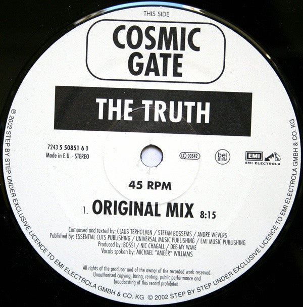 Cosmic Gate : The Truth (12")