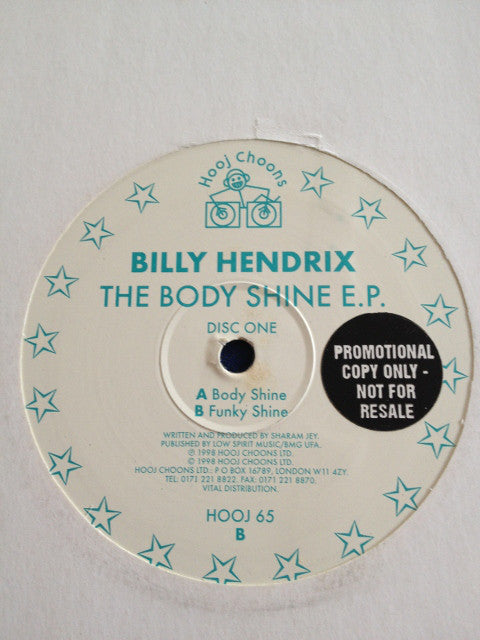 Billy Hendrix : The Body Shine E.P. (Disc One) (12", Promo)