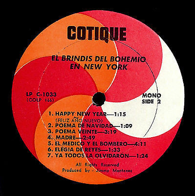 El Brindis Del Bohemio : En New York (LP, Mono)