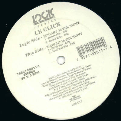 Le Click : Tonight Is The Night (12")