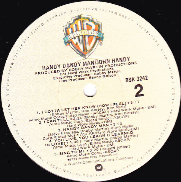 John Handy : Handy Dandy Man (LP, Album, Los)