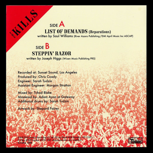 The Kills : List Of Demands (Reparations) (7", Single, Ltd)