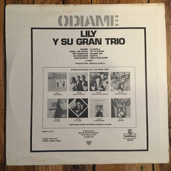 Lily Y Su Gran Trio : Odiame (LP)