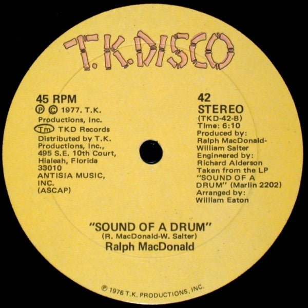 Ralph MacDonald : Jam On The Groove / Sound Of A Drum (12")
