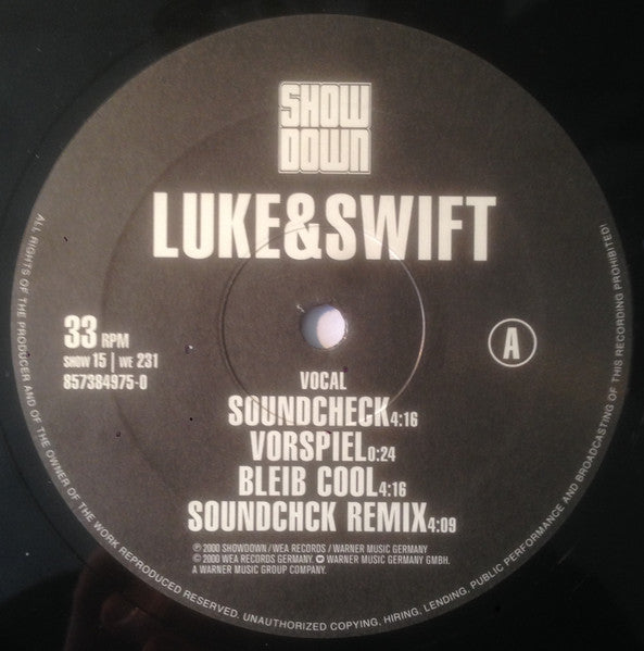 Luke & Swift : Soundcheck (12")