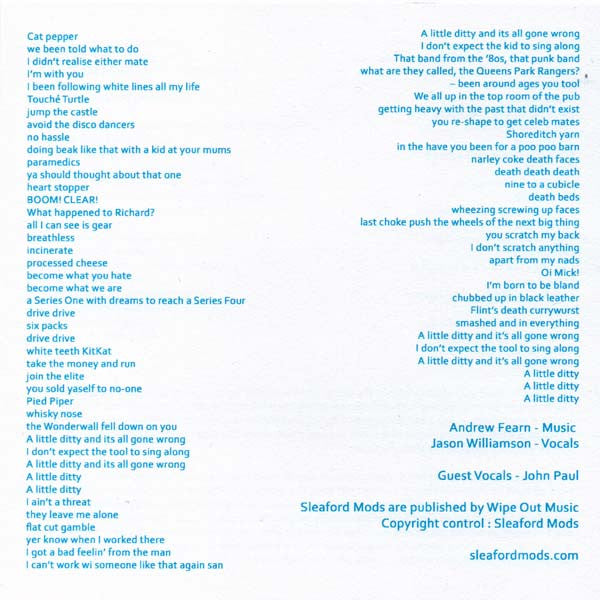 Sleaford Mods : A Little Ditty c/w I'm Shit At It (7", Single, Ltd, RP)