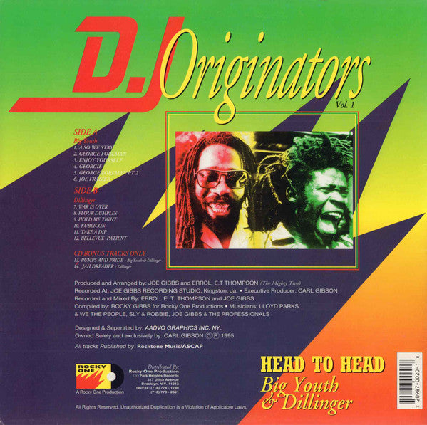 Big Youth & Dillinger : Joe Gibbs Presents: D.J. Originators Vol. 1 - Head To Head (LP, Comp)