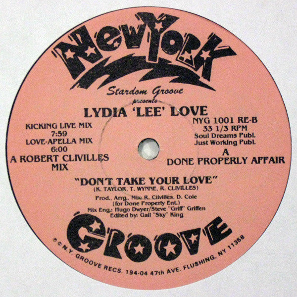 Stardom Groove Presents Lydia 'Lee' Love* : Don't Take Your Love (12", Single, RP)