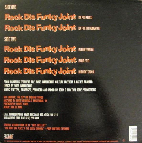 Poor Righteous Teachers : Rock Dis Funky Joint (12")