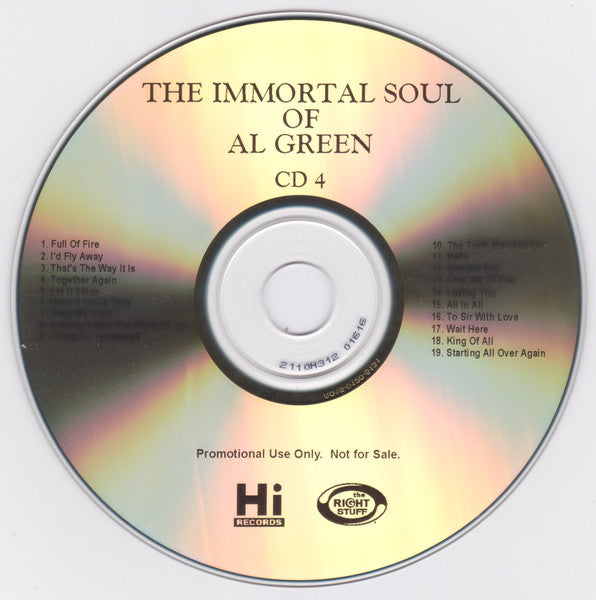 Al Green : The Immortal Soul Of Al Green (4xCDr, Advance, Comp, Promo)