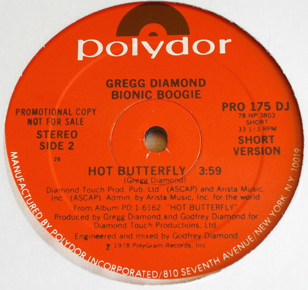Gregg Diamond / Bionic Boogie : Hot Butterfly (12", Promo)