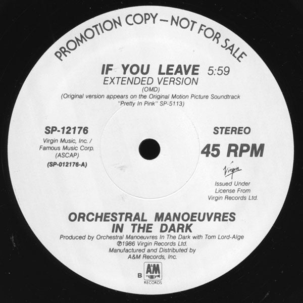Orchestral Manoeuvres In The Dark : If You Leave (Extended Version) (12", Single, Promo, B P)