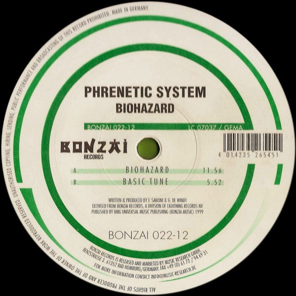 Phrenetic System : Biohazard (12")