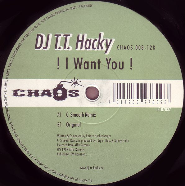 DJ T.T. Hacky : ! I Want You ! (12")