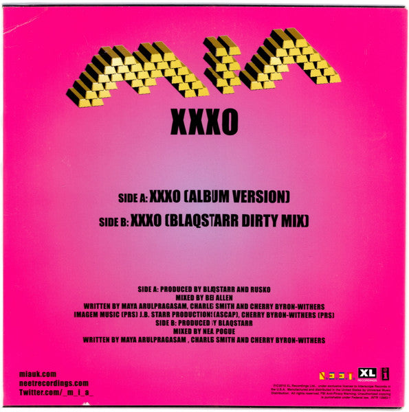 MIA* : XXXO (7", Single, Red)