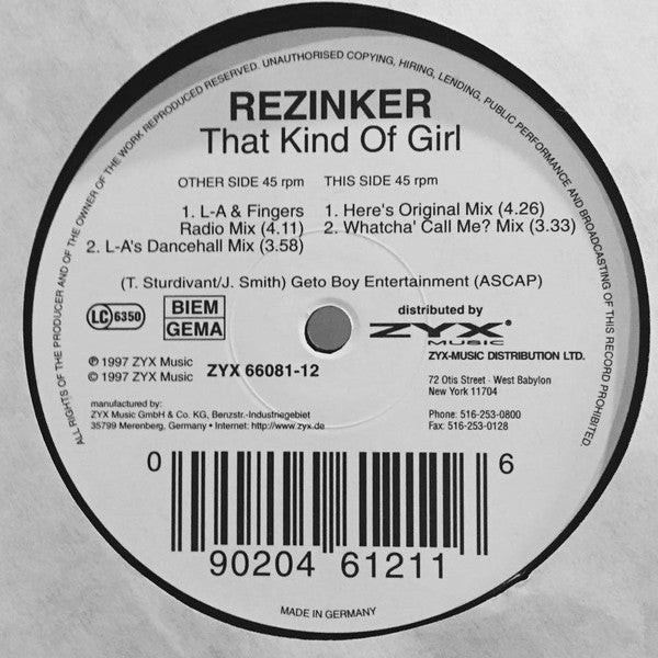 Rezinker : That Kind Of Girl (12")