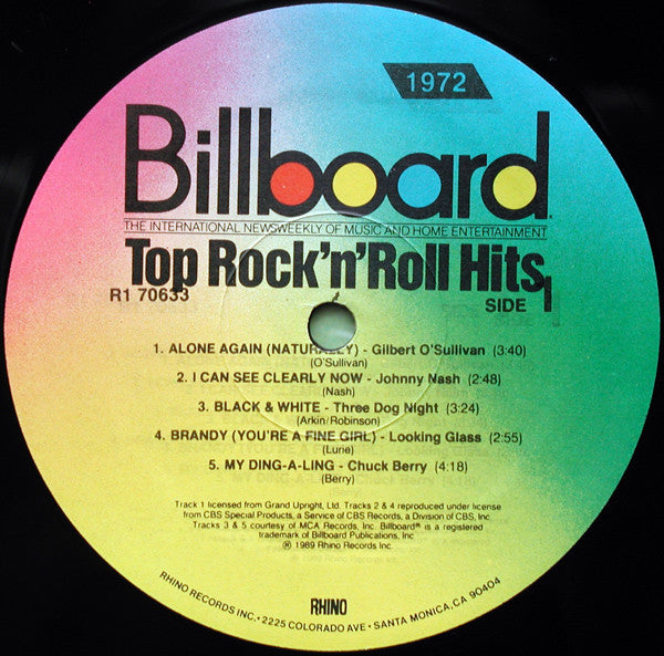 Various : Billboard Top Rock'N'Roll Hits - 1972 (LP, Comp)