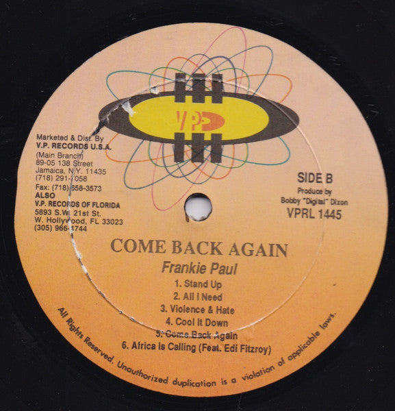 Frankie Paul : Come Back Again (LP, Album)