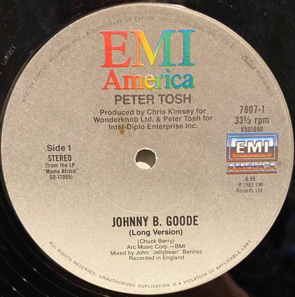 Peter Tosh : Johnny B. Goode B/W Glasshouse (12", Single)