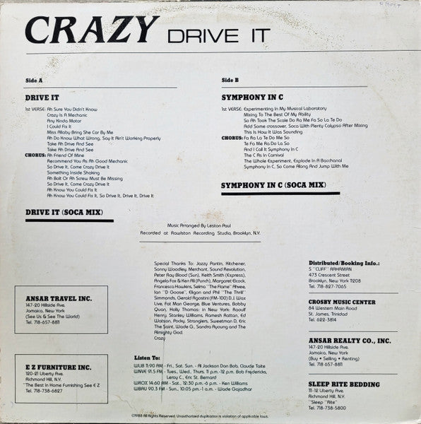 Crazy (4) : Drive It (12", Single)