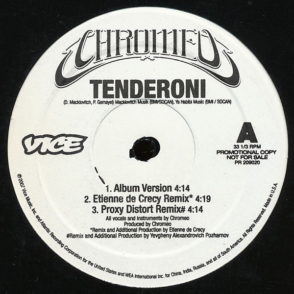 Chromeo : Tenderoni / Fancy Footwork (12", Promo)