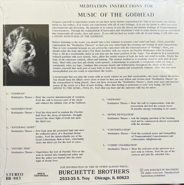 Master Wilburn Burchette : Music Of The Godhead For Supernatural Meditation (LP, Album, RE, 140)