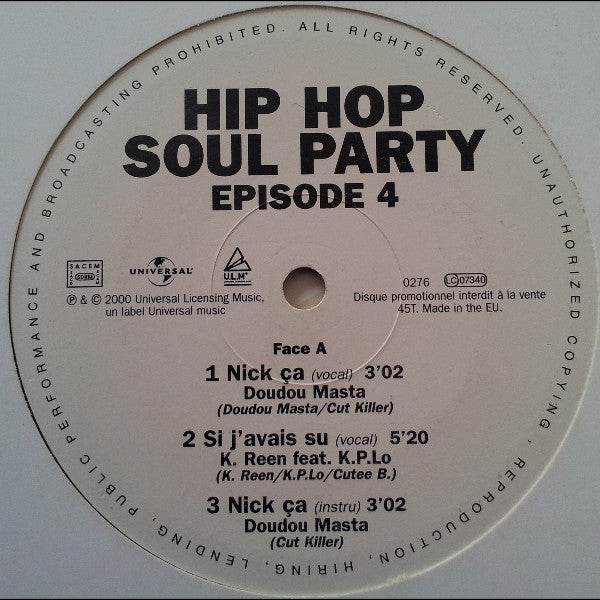 Cut Killer : Hip Hop Soul Party Episode 4 (12", Promo)