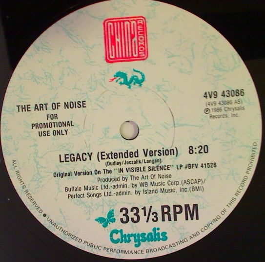 The Art Of Noise : Legacy (12", Single, Promo)