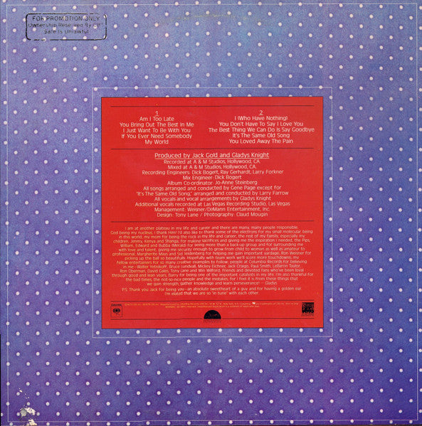 Gladys Knight : Gladys Knight (LP, Album, Promo)
