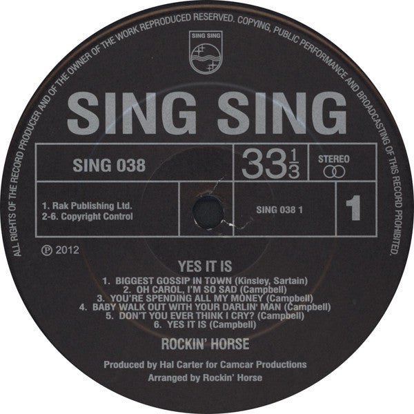 Rockin' Horse (3) : Yes It Is (LP, Album, RE)