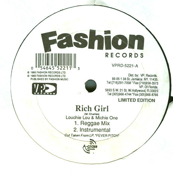 Louchie Lou & Michie One : Rich Girl (12")