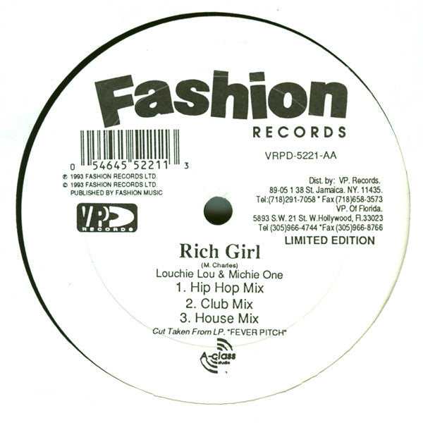 Louchie Lou & Michie One : Rich Girl (12")
