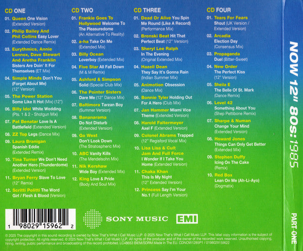 Various : Now 12" 80s: 1985 (Part One) (4xCD, Comp)