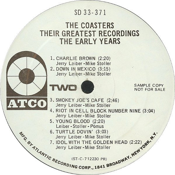 The Coasters : Their Greatest Recordings, The Early Years (LP, Comp, Mono, Promo)
