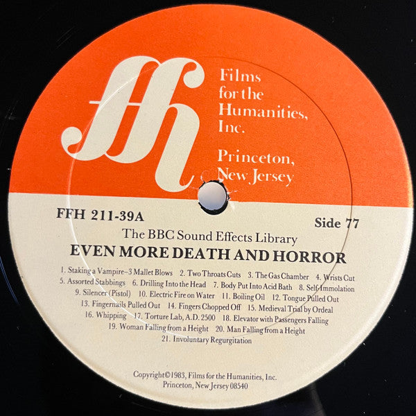 Unknown Artist : The BBC Sound Effects Library - Even More Death And Horror (LP)