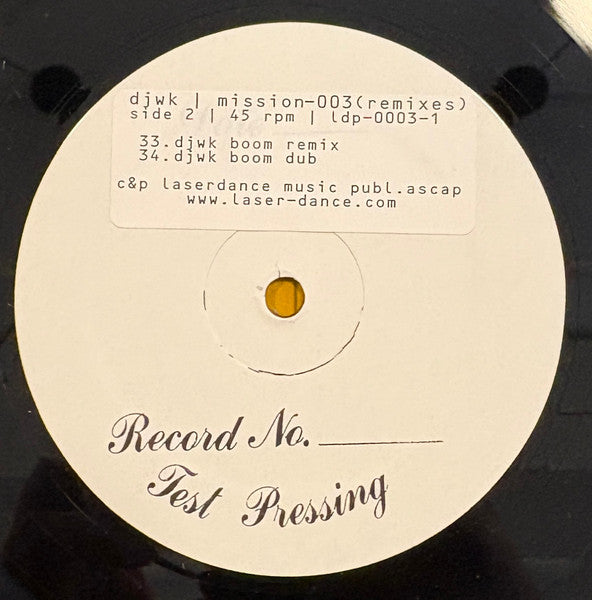 Djwk : Mission-003 Remixes (12", TP)