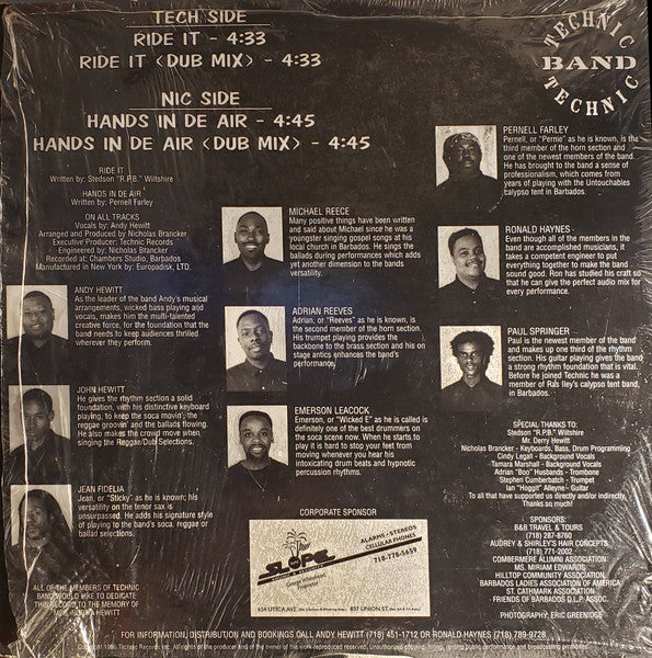 Technic Band : Ride It / Hands In De Air (12", Maxi)