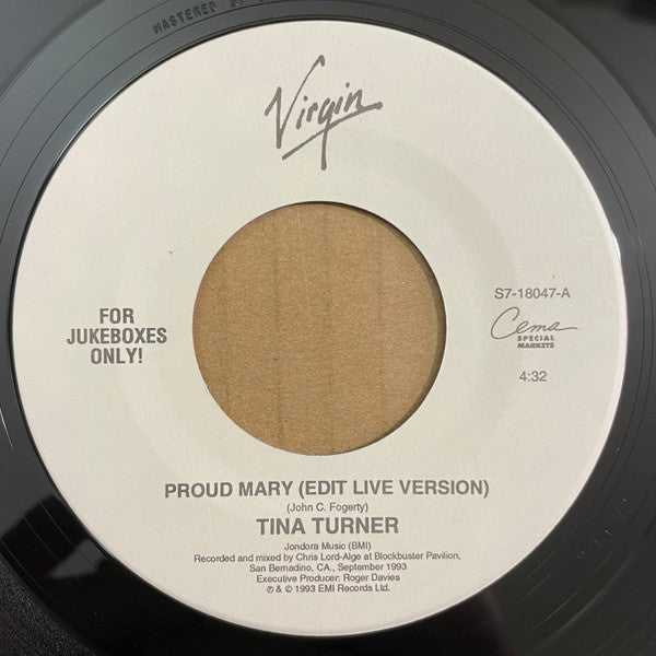Tina Turner : Proud Mary (Edit Live Version) (7", Jukebox)