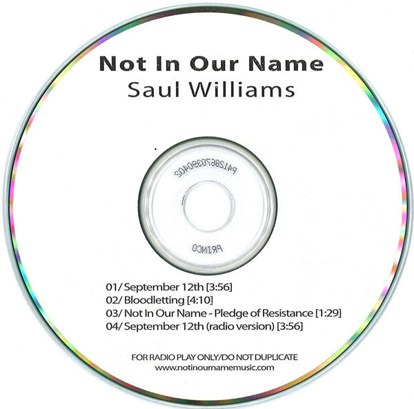 Saul Williams : Not In Our Name (CDr, Single, Promo)