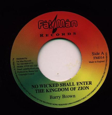 Barry Brown : No Wicked Shall Enter The Kingdom Of Zion (7", RE)