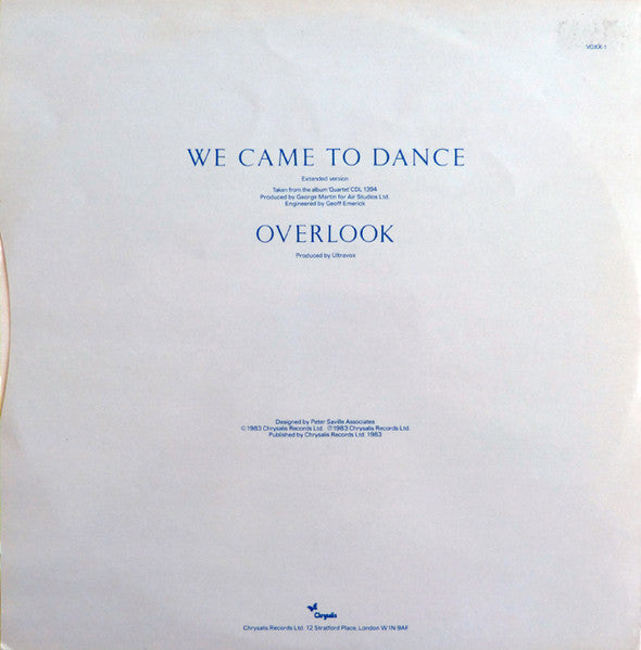 Ultravox : We Came To Dance (12", Single, Bla)