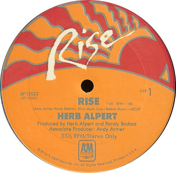 Herb Alpert : Rise (12", Single)