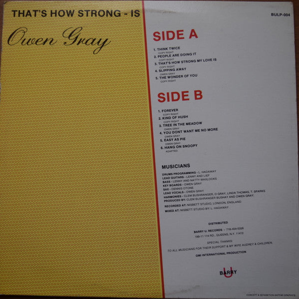 Owen Gray : That's How Strong Is (LP, Album)